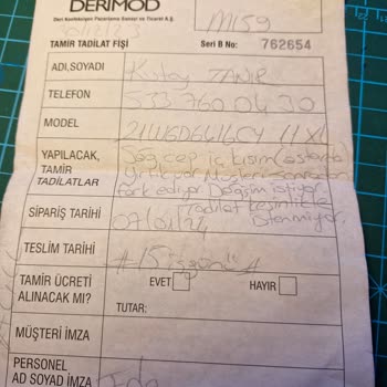 Derimod Mont Değişim Talebime Tadilat Yapılması