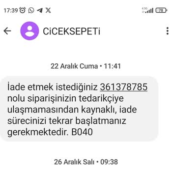 Çiçek Sepeti Sipariş İadesi Mağduriyeti Ve Müşteri Hiz. Sorumsuzluğu