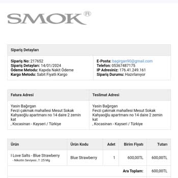 Smok Türkiye Aromasız Likit Şikayeti