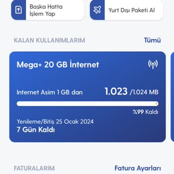 Turkcell Mobil Veriyi Açmadan Aşım Paketi Vermiş İptalini İstiyorum