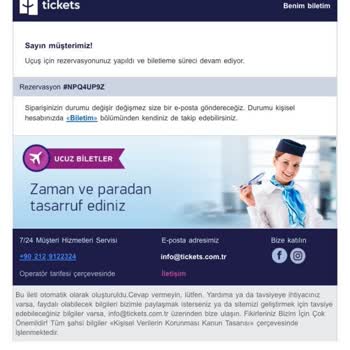 Tickets.com.tr Güven Vermeyen Bilet Hizmeti