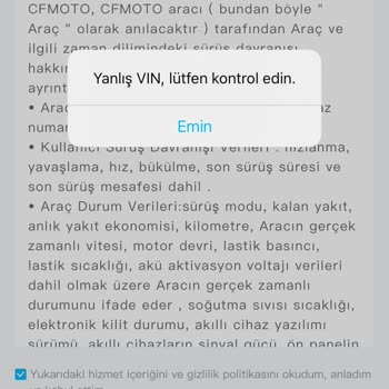 CFMOTO App VINN Hatası