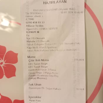 KFC Eksik Ürün Geldi.