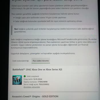 Microsoft Xbox X Oyun İadesi