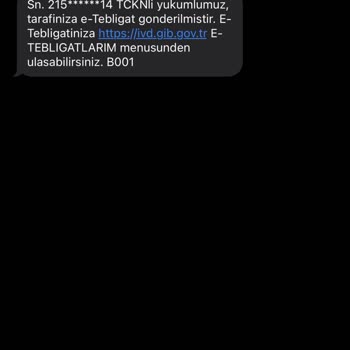 Gelir İdaresi Başkanlığı Gelen Mesaj