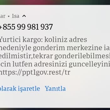 Yurtiçi Kargo Görünümlü Yanıltıcı Mesaj