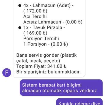 Pişmanlık İçin GetirYemek Yazışmalar Bile Anında Silinir