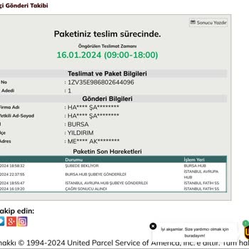 UPS Türkiye Kargo Teslimatı Gecikti!