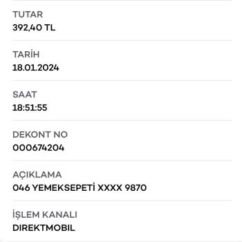 Yemeksepeti Kartımdan Bilgim Dışında Para Çekti