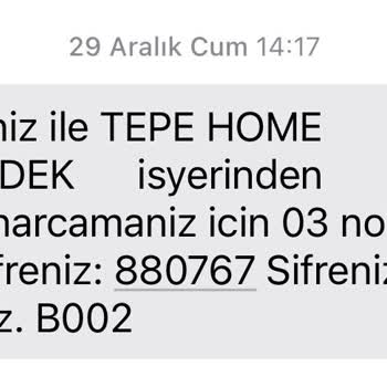 Tepe Home Dan Ödemeyi Yaptığım Halde Gelmeyen Sipariş