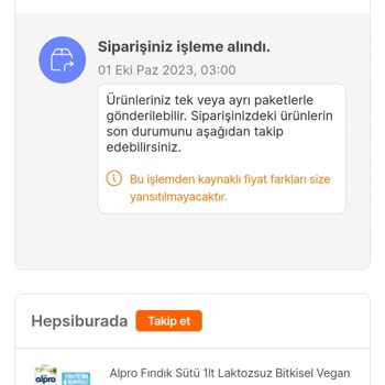 Hepsiburada Teslim Edilmeyen Alpro Süt Ve İade Edilemeyen Ücretim