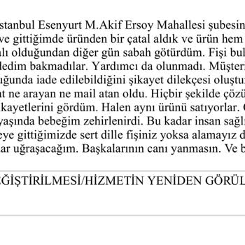 A101 Bozuk Pasta Satıp Fişsiz İade Almaması
