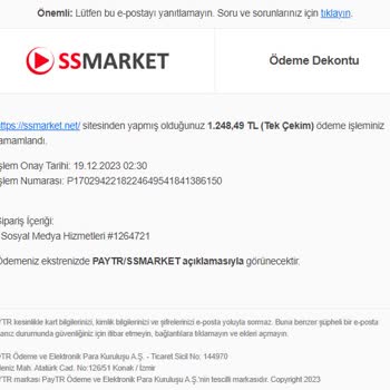 Paytr Ssmarket.net Sitesinden Yapılan Siparişin Teslim Edilmeme Şikayeti