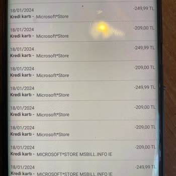 Microsoft Store, Enpara Kredi Kartımdan Çok Sayıda Çekim Yapmış.