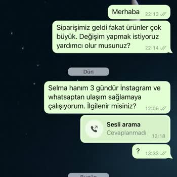 Selma Özdemir (Instagram: selmaozdemirdesign) Değişim Sorunu Ve İlgisiz Müşteri Hizmetleri