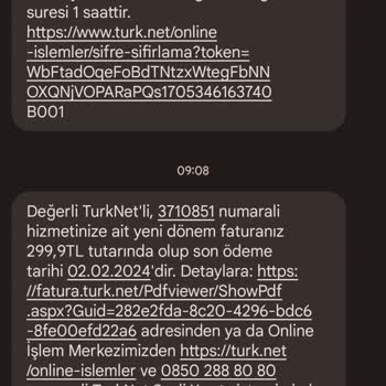 TurkNet Önceden Yapılan Ödemeye Rağmen Gelen Fatura Bildirimi