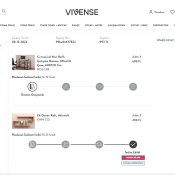 Vivense Teslim Edilmeyen Sipariş
