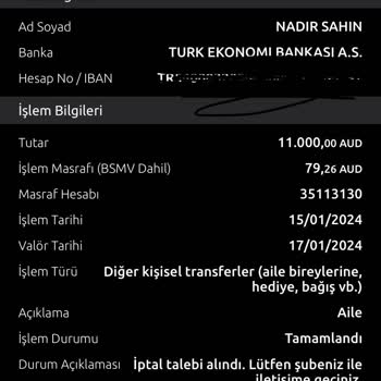 Yapı Kredi Para Transferi İptal İşlemi