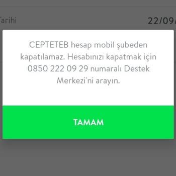 TEB Hesap Kapatamıyorum. Kapatmıyor.