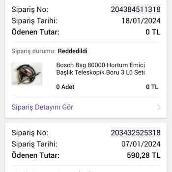 Süpürgeavm Ürünü Sebepsizce İptal Etmiş