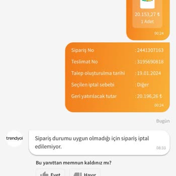 Trendyol Sipariş İptali Yapmıyor...!