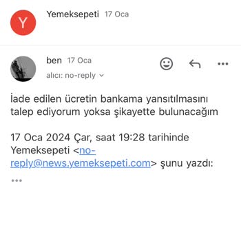 Yemeksepeti Cüzdan İade Talebi
