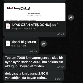 B2car Kilometre Aşımı Fazladan Para İçin Yalan