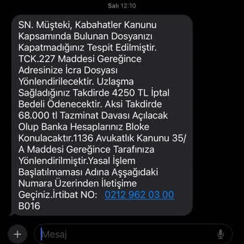 HINTELHB (SMS) Hintelhb Dava Dosyası Mesajı Alıyorum