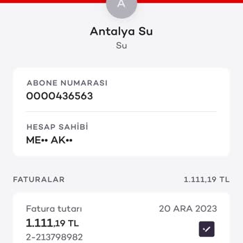 Asat (Antalya Su İşleri) Antalya Su Faturası