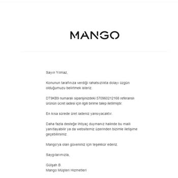 Mango İade Sürecinde Yaşanan Sorunlar Ve Çözüm Talebi