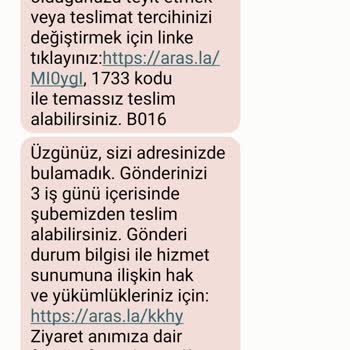 Aras Kargo Evde Yoktunuz Yalanı Hastayız Maaile Gidip Şubeden Alamam
