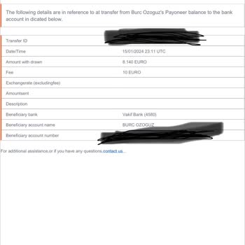 Payoneer Para Çekim Onaylandı Fakat Hesaba Geçiş Olmadı