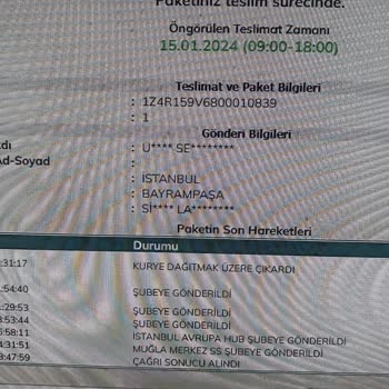 UPS Türkiye Teslim Edilmeyen Kargo