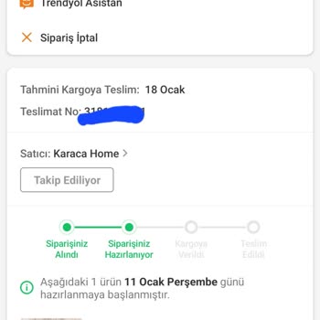 Karaca Home 10 Gündür Kargo Edilmeyen Ürünlerim