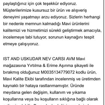 Mavi'den Alınan Pantolon Yırtılma