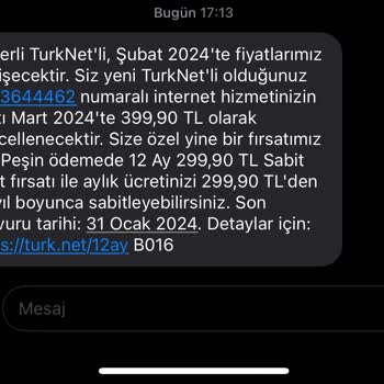 TurkNet İnternet Hizmet Sağlayıcısının Fiyat Artışı Ve Müşteri Hizmetleri Sorunları