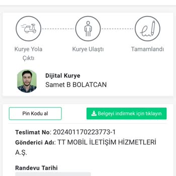 Dijital Kurye Sim Kartı Teslim Etmeye Gelmedi.