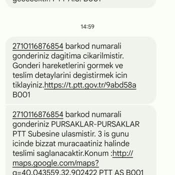 PTT Kargo PTT Pursaklar Saray İşgüzarlığı