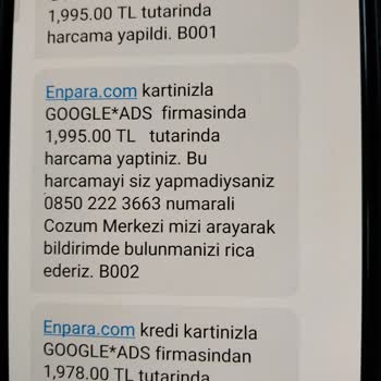 Enpara Google Ads İzinsiz Kredi Kartından Para Çekimi
