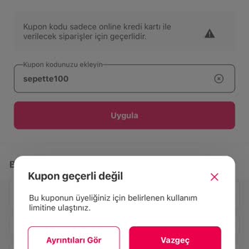 Yemeksepeti Sepette100 Kodu Hayal Kırıklığı