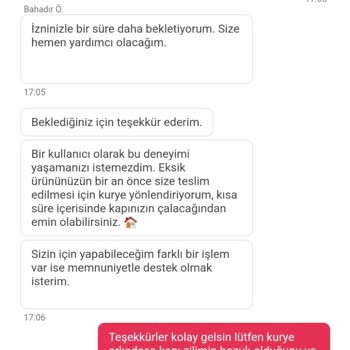 Yemeksepeti Teyitli Eksik Ürüne İade Yapmıyor.