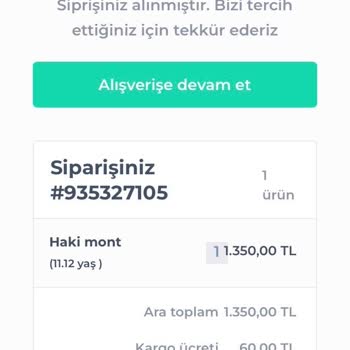 Kelebek_kokos_bebegim Mont Sipariş Verdim Farklı Ürün Yolladılar