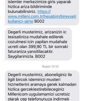 Millenicom Vermediği Hizmet İçin Para Talep Ediyor!