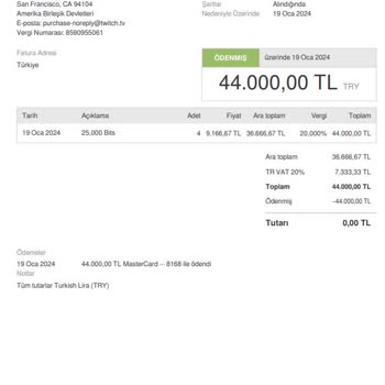 Twitch Bilgi Dışı Ücret Çekimi