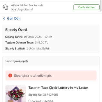 ÇiçekSepeti Çiçek Siparişi Ve Müşteri Hizmetleri Sorunu