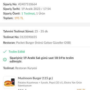 Kirazpınar Packet Burger Eksik Ürün Sorunsalı