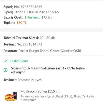 Kirazpınar Packet Burger Eksik Ürün Sorunsalı