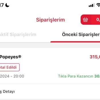 Tıkla Gelsin Uygulama Üzerinden Verilen Siparişin İptal Edilmesi