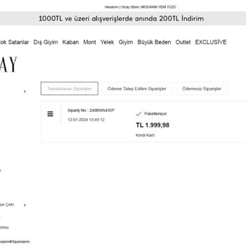 Olcay Store İnternet Mağazasından Sipariş Kargolanmıyor