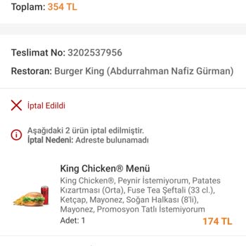 Trendyol Yemek Ücret İadesi Yapılmıyor